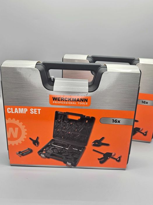 Професионален комплект дърводелски скоби 16 части в твърд куфар