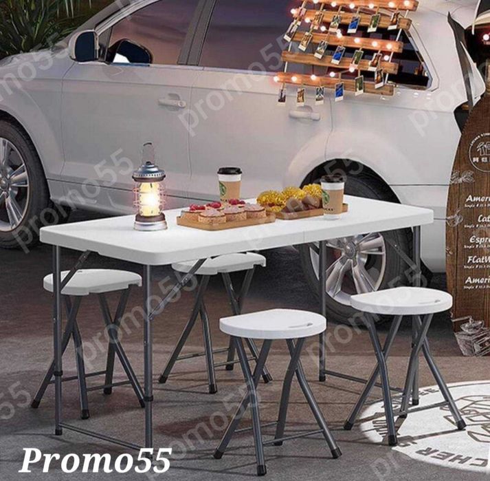 Сгъваема маса с голям плот тип куфар за тераса, градина, двор кетъринг