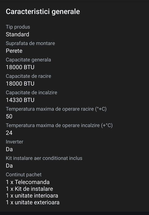 Aparat nou de aer conditionat Hisense  18000 BTU