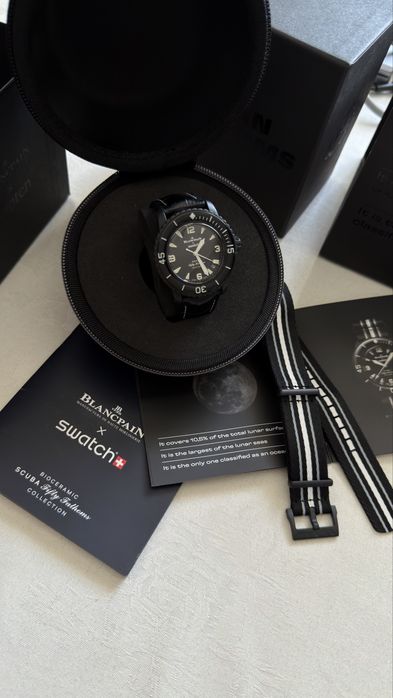 Часы Blancpain Swatch ремешок Hirsch