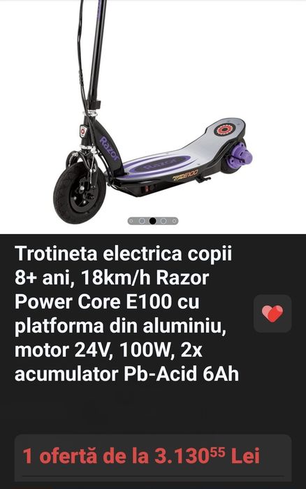 Trotinetă electrică copil +8 ani