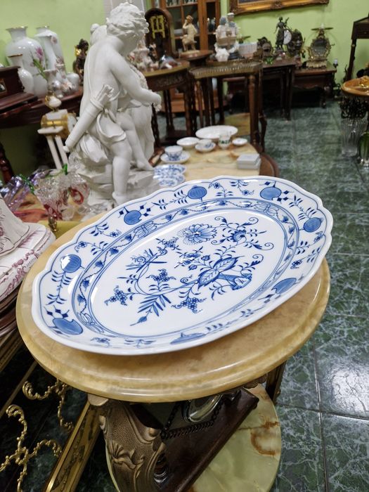 Антикварно колекционерско голямо немско порцеланово плато Meissen