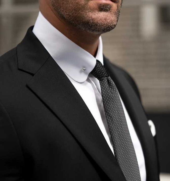 Costum slim 46 S premium Club Of Gents lana respirabila negru