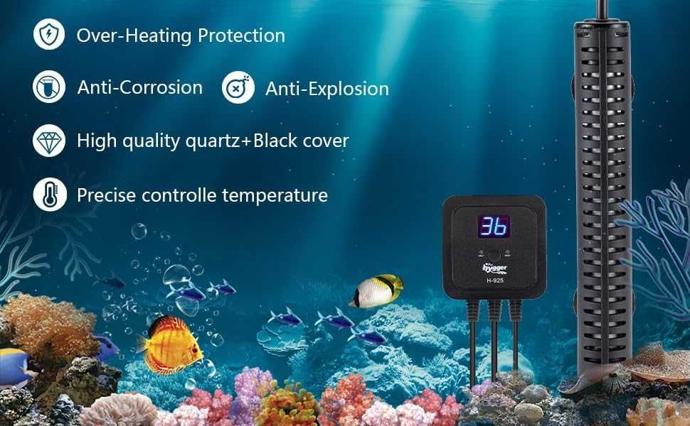 Нов 500W нагревател за аквариуми 110-450 литра с LED дисплей и аларма