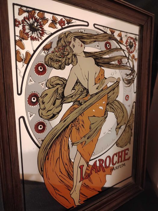 Reclama /afiș parfum Laroche pictura pe oglindă