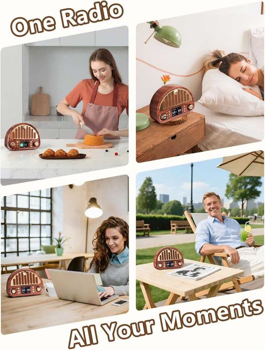 Винтидж DAB+/FM цифрово радио с Bluetooth, ретро преносимо, 3000mAh