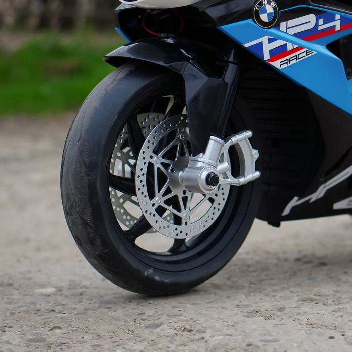 Motocicleta electrica copii BMW HP4 12V 90W, roti EVA, scaun piele,