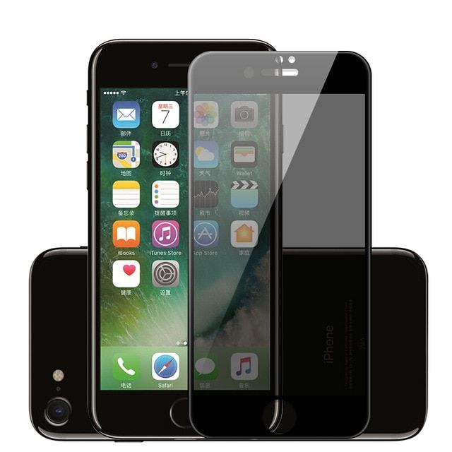 Iphone SE 7 8 PLUS Folie Sticla Hard G Anti Spy 3D Privacy Alba/Neagra