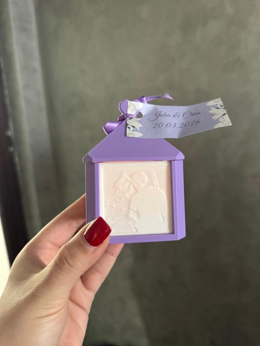 Mărturii Nuntă/Botez Personalizate -Căsuță 3D cu Litofan