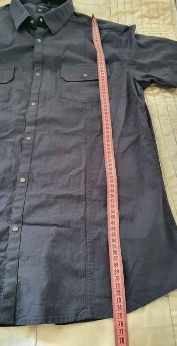 SMOG XL cămașă neagră slim fit denim elastic cu capse smart casual urban premium