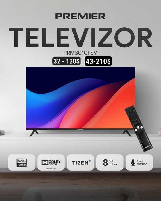 Смарт- Tizen OS 43 телевизор/тв/PREMIER