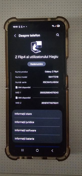 Vând Samsung Galaxy Z Flip4 (SM-F721B) - 256 GB / 8 GB RAM - IMPECABIL