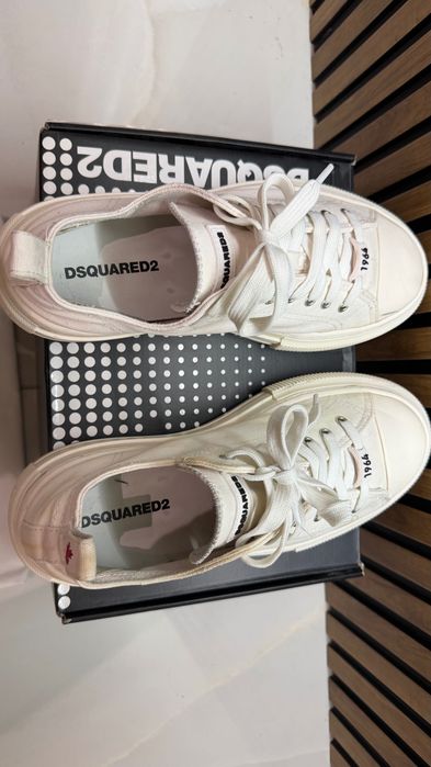 Мъжки кецове DSQUARED2 Berlin, бели, размер 44 - с кутия