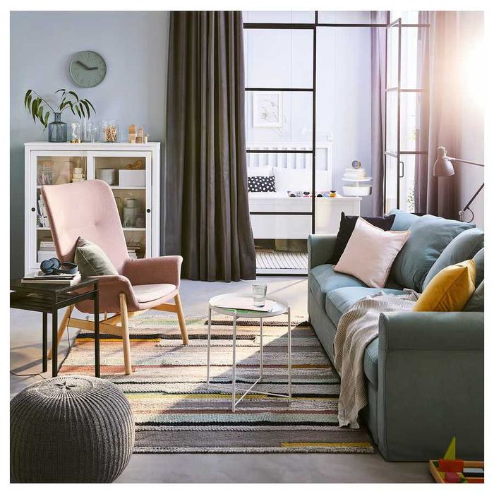 Masuta cu tava detasabila IKEA GLADOM, metal, alb, 45 × 45 × 58 cm