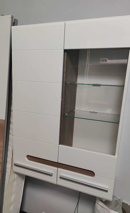 Комплект 4 бр. MDF салонни мебели за хол - бял гланц