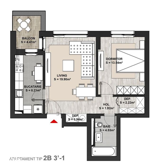 Apartament 2 camere, Partial mobilat, boxa depozitare, Noua Residence