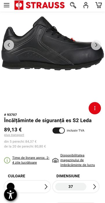 Pantofi noi Engelbert Strauss S2 Leda, încălțăminte protecție, bombeu