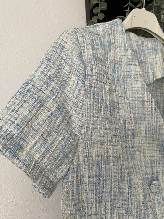 Sacou / camasa dama alb albastru