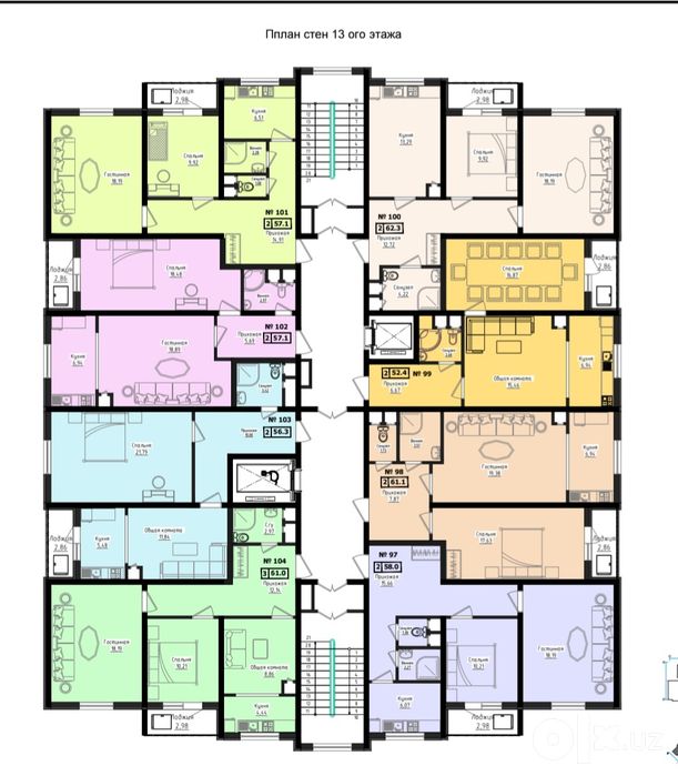 Srochna Choshtepa 1 metro 2/13/16 57 m² kvartira sotiladi