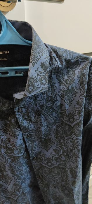 Рубашка синяя с узором размер L