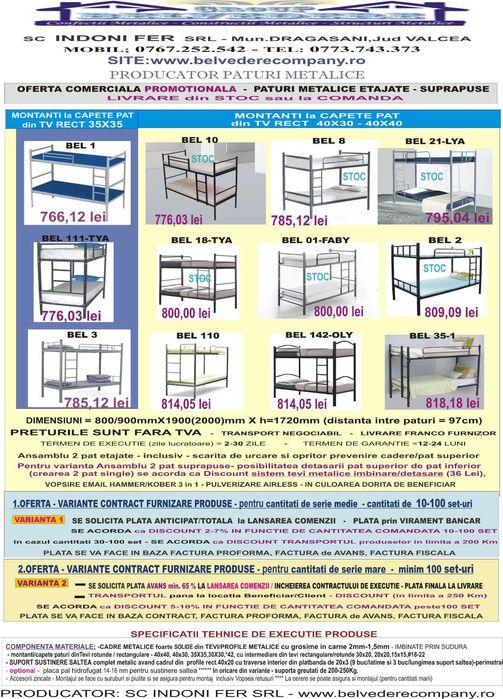Promoție Pat Metalic Etajat BEL21LYA |Livrare Rapidă- Stoc |Producător