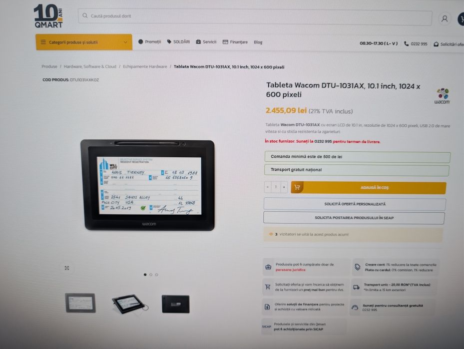 Tableta grafica wacom dtu-1031Ax