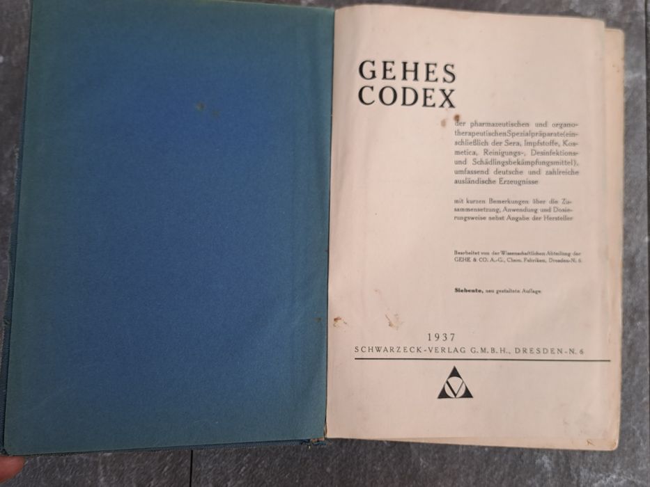GEHES CODEX -Dictionarul  farmacistului  - 1937 Dresda /De