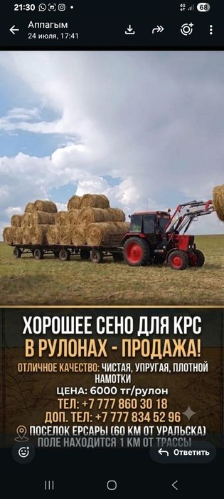 Продам сено рулон житьняк