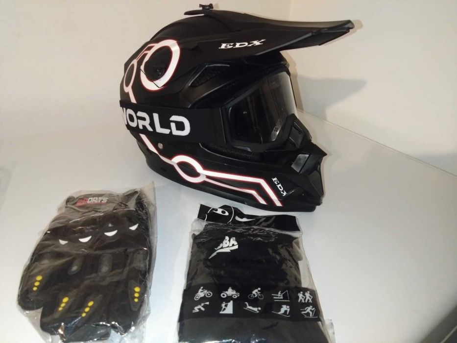 Set casca enduro /Trotineta Electrica +Ochelari+Manusi+Cagula