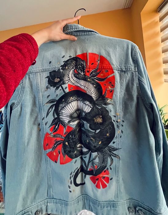 Ръчно рисувано дънково яке