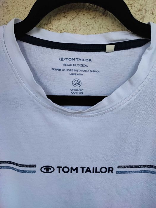 Tricou Tom Tailor alb, cu logo, bumbac organic, mărimea XL