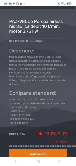 Pompa airless hidraulica PAZ-9800