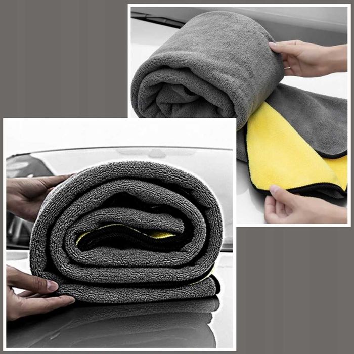Професионална Двустранна Микрофибърна Кърпа за Подсушаване и Полиране, 60 х 30 см
