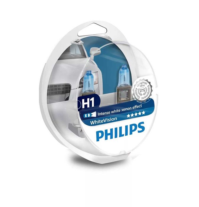 Set becuri Philips H1 white vision intense xenon effect 4200k 12v Nou