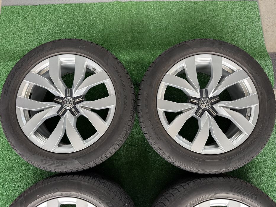4бр. КАТО НОВИ 20” ОРИГИНАЛНИ Джанти “BRAGA” 5х112 Със Зимни Гуми 285/45R/20 *PIRELLI* за -VW TOUAREG/MERCEDES CLS/AUDI Q7/SQ7/Vag- 9.0Jx20H2, ET33