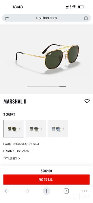 Солнцезащитные очки Ray Ban Marshal II. Оригинал.