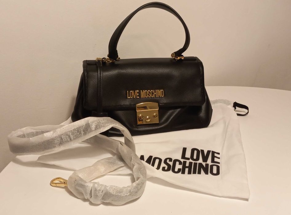 Geanta Originala Noua Love Moschino, Neagra, 19X30X11