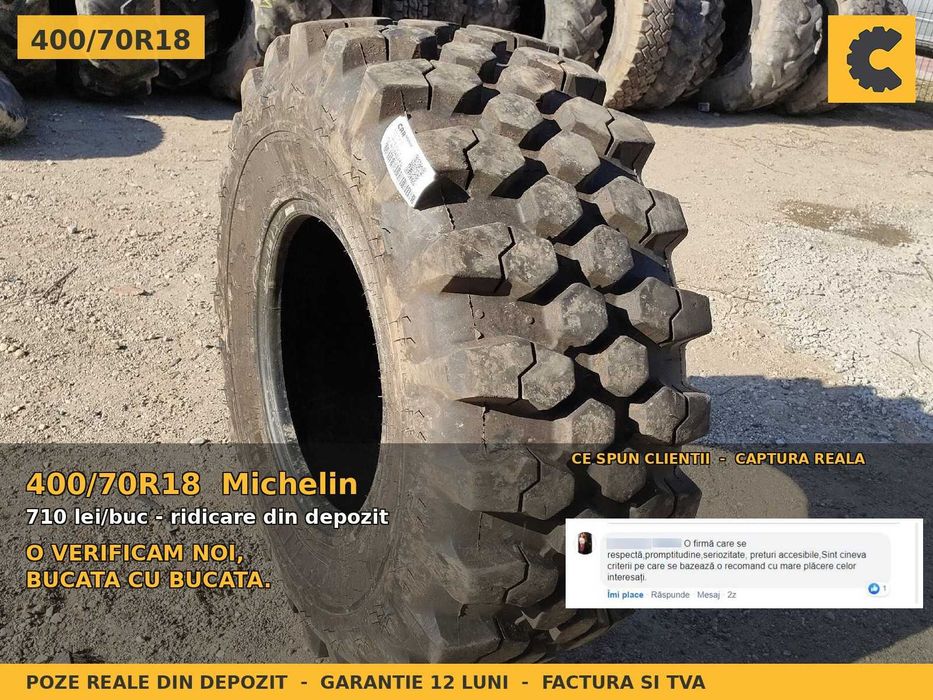 CAUCIUCURI 400/70R18 16/70-18 400 70 R18 Michelin Anvelope Buldoexcavator Incarcator Frontal Telescopic JCB Manitou Santier SH GARANTIE Factura TVA