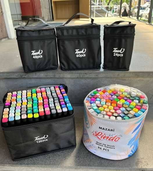 ПРОМО! Мега Комплект TOUCHBOLL Двувърхи  Маркери с тънък и широк писец