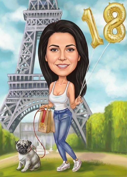 Карикатура по снимка , подарък карикатури дигитални , за мъж , за жена