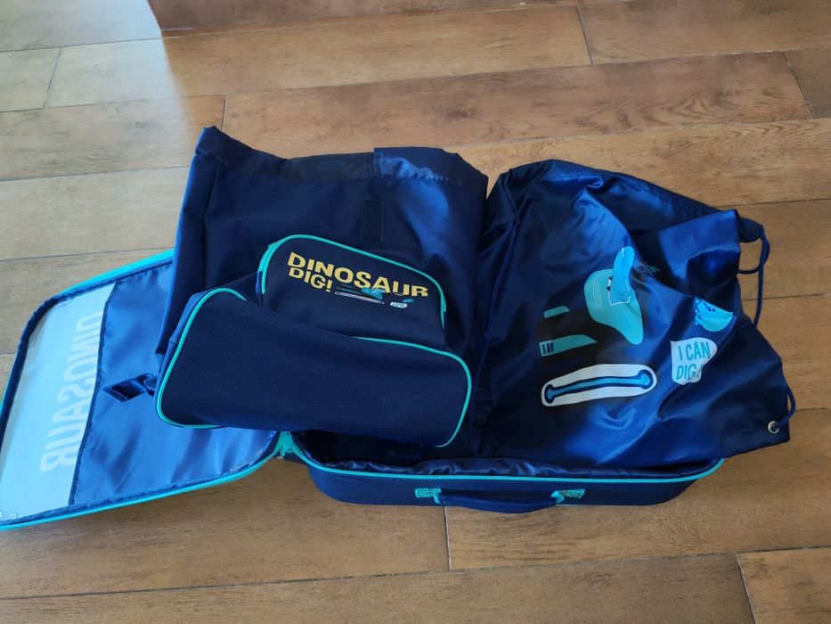 Valiza troller copii cu rucsac și săculeț nou