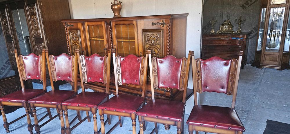 Mobila rustica servanta ,masa cu 6 scaune