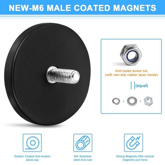 Монтажни неодимови магнити с гумено покритие