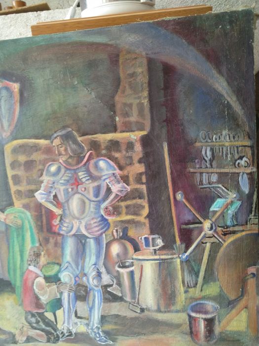 Продавам антикварна картина Средновековни крепостни мотиви 3