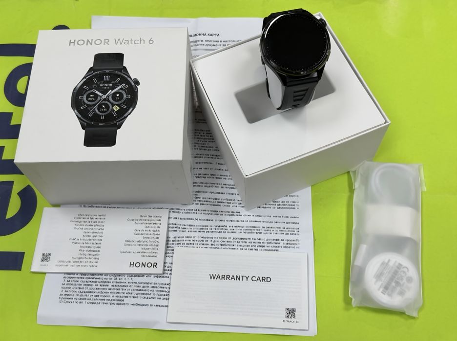 КАТО НОВ 46.5mm Honor Watch 6 Yettel Гаранция 2029г. Black / Черен