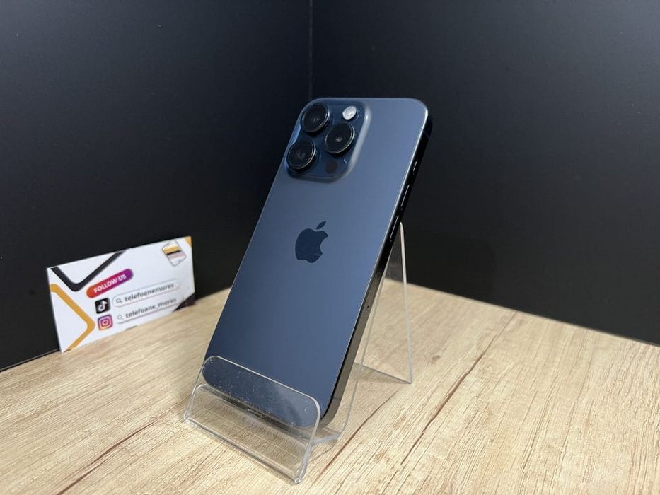 Iphone 15 Pro 128Gb Blue Titanium Second-Hand Bun 3 ani garanție, Tele