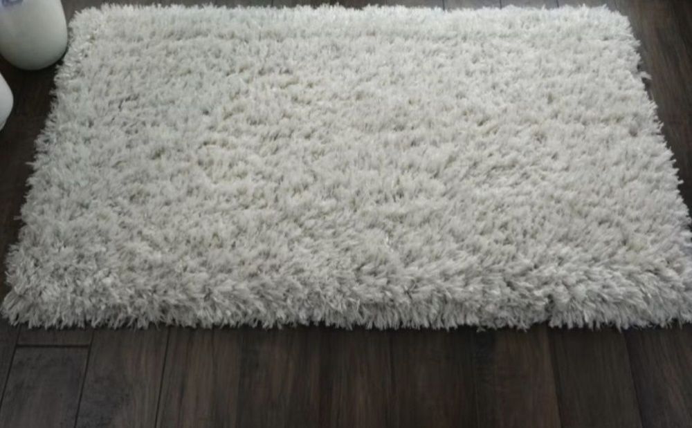 Covoare shaggy albe 80 x 120 groase 2 bucati