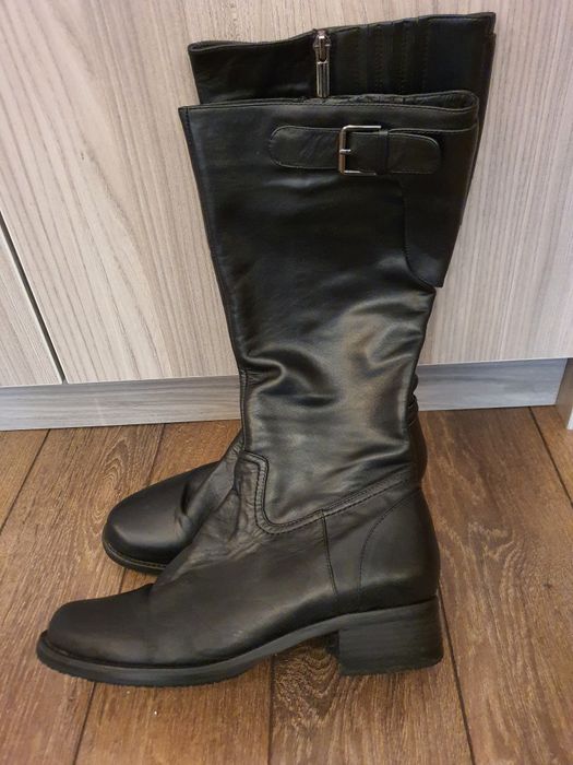 Дамски елегантни кожени черни ботуши Hush Puppies, 39