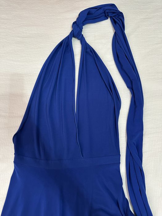 Женское элегантное синее платье в пол, размер M