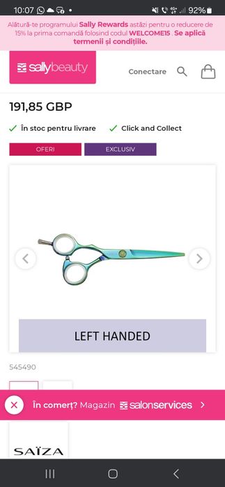 Vand foarfeca SAIZA IGUANA pentru stangaci